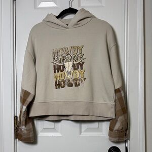 🤠 ZARA Upcycled “Howdy” Hoodie Sweatshirt Western Boho Cowgirl Style Size M
